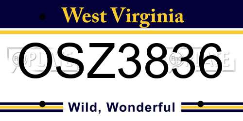 OSZ3836 West Virginia License Plate