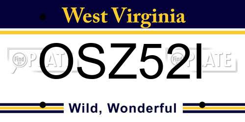 OSZ52I West Virginia License Plate
