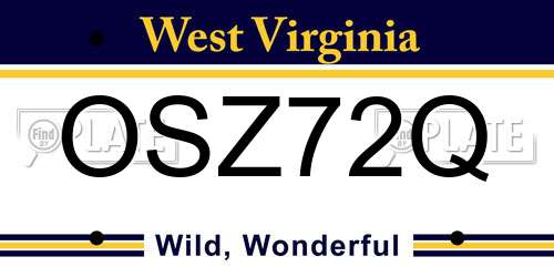 OSZ72Q West Virginia License Plate
