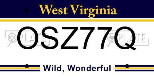 OSZ77Q West Virginia License Plate