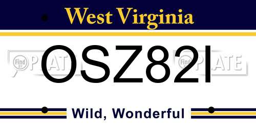 OSZ82I West Virginia License Plate