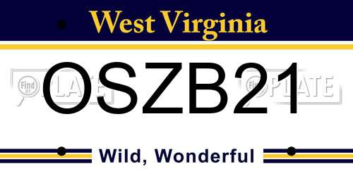 OSZB21 West Virginia License Plate