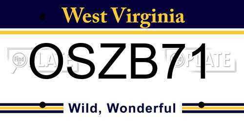 OSZB71 West Virginia License Plate