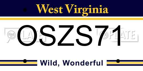 OSZS71 West Virginia License Plate