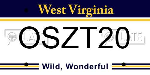 OSZT20 West Virginia License Plate