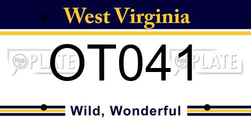 OT041 West Virginia License Plate