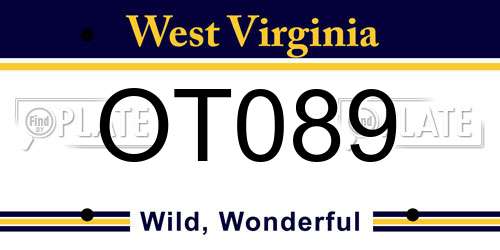 OT089 West Virginia License Plate