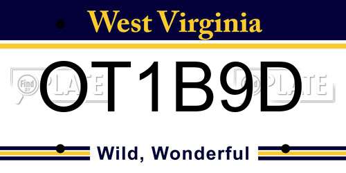 OT1B9D West Virginia License Plate