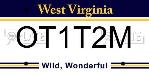 OT1T2M West Virginia License Plate
