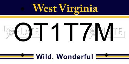 OT1T7M West Virginia License Plate
