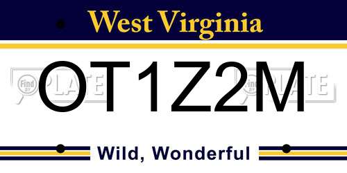 OT1Z2M West Virginia License Plate