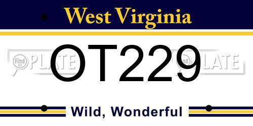 OT229 West Virginia License Plate