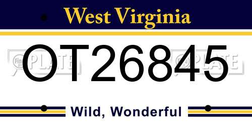 OT26845 West Virginia License Plate