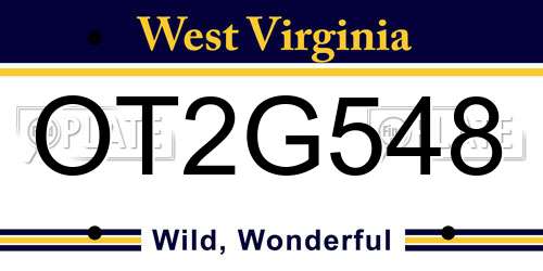 OT2G548 West Virginia License Plate