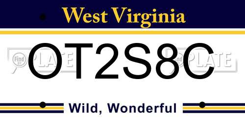 OT2S8C West Virginia License Plate