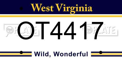 OT4417 West Virginia License Plate