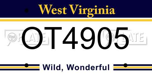 OT4905 West Virginia License Plate