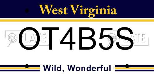 OT4B5S West Virginia License Plate