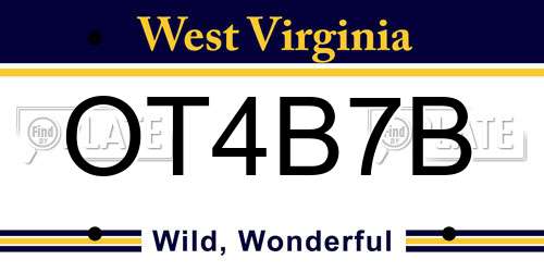 OT4B7B West Virginia License Plate