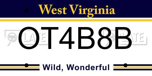 OT4B8B West Virginia License Plate