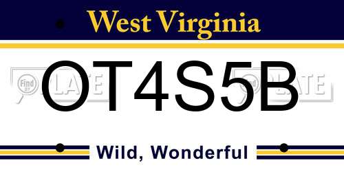 OT4S5B West Virginia License Plate