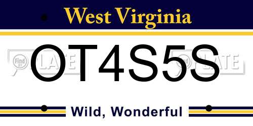 OT4S5S West Virginia License Plate