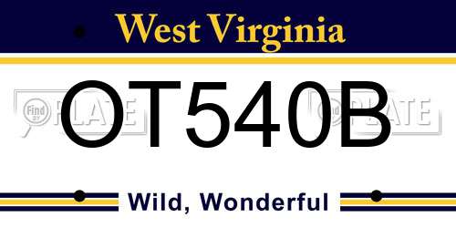 OT540B West Virginia License Plate