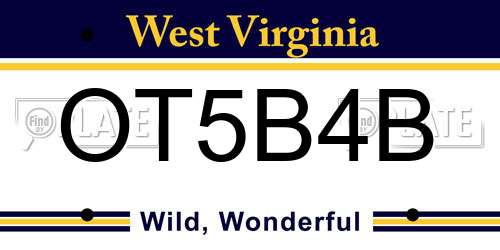 OT5B4B West Virginia License Plate