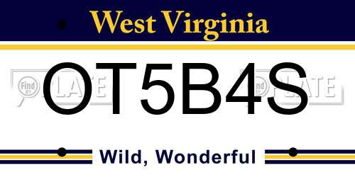 OT5B4S West Virginia License Plate