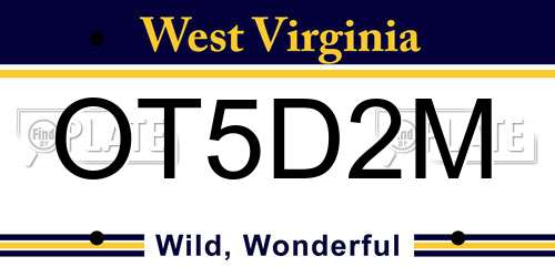 OT5D2M West Virginia License Plate