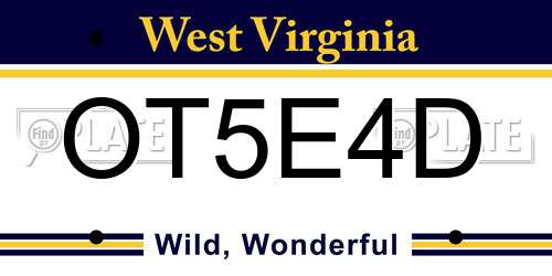 OT5E4D West Virginia License Plate