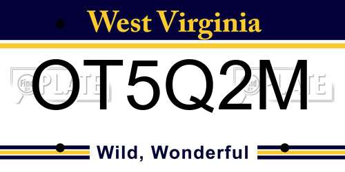 OT5Q2M West Virginia License Plate