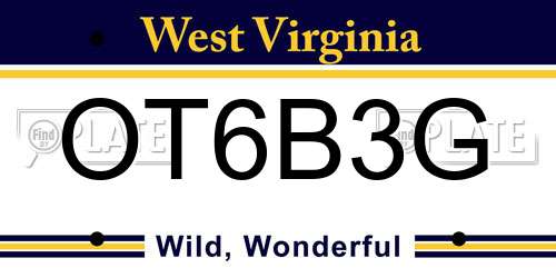 OT6B3G West Virginia License Plate