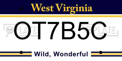 OT7B5C West Virginia License Plate