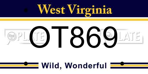 OT869 West Virginia License Plate