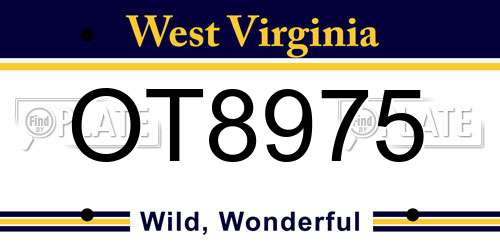 OT8975 West Virginia License Plate