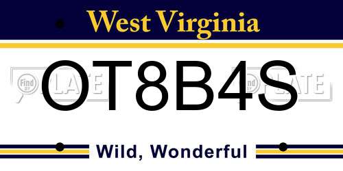 OT8B4S West Virginia License Plate