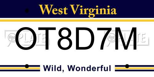 OT8D7M West Virginia License Plate