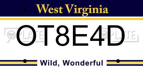 OT8E4D West Virginia License Plate