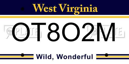 OT8O2M West Virginia License Plate
