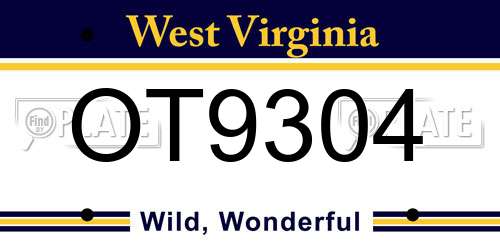 OT9304 West Virginia License Plate