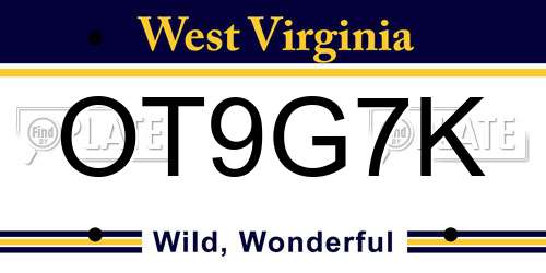 OT9G7K West Virginia License Plate