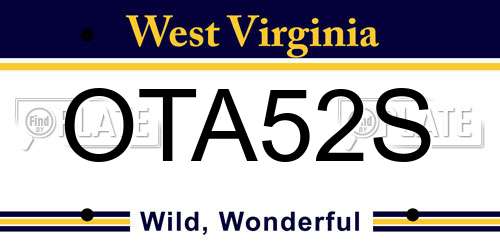 OTA52S West Virginia License Plate