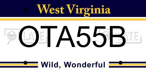 OTA55B West Virginia License Plate
