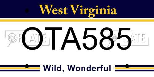 OTA585 West Virginia License Plate
