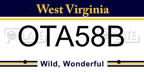 OTA58B West Virginia License Plate