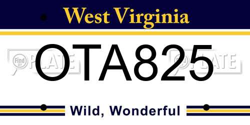 OTA825 West Virginia License Plate