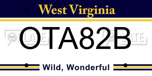 OTA82B West Virginia License Plate