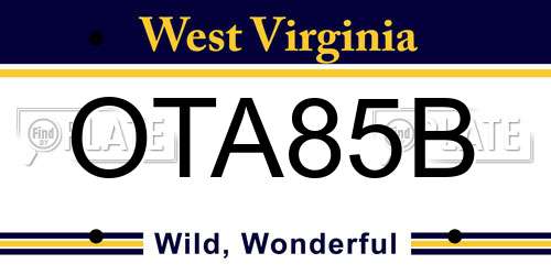 OTA85B West Virginia License Plate