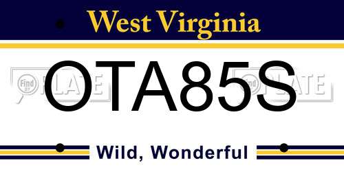 OTA85S West Virginia License Plate